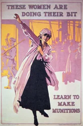 British World War I Poster Encouraging Women to Work in Munitions Factories, c. 1914-18