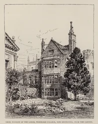 Cambridge: Oriel Window of the Lodge, Pembroke College, now destroyed, from the Garden