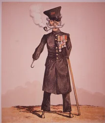 Caricature of Chelsea Pensioner of the Royal Hospital, from 