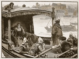Catherine Howard Being Conveyed to the Tower, Illustration from Cassell