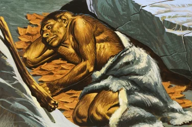 Cave man sleeping