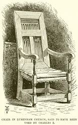 Chair in Lubenham Church, said to have been used by Charles I