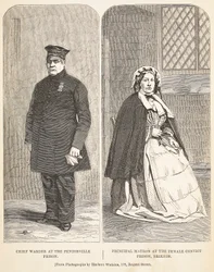 Chief Warder at the Pentonville Prison and Principal Matron at the Female Convict Prison, Brixton, illustration from The Criminal Prisons of London and Scenes from Prison Life by Henry Mayhew and John