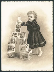Child playing with building blocks