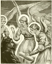 Christian and the Angels. Behold, Three Shining Ones Came to Him, and Saluted Him