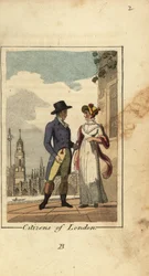 Citizens of London, with Westminster Bridge and Nelson