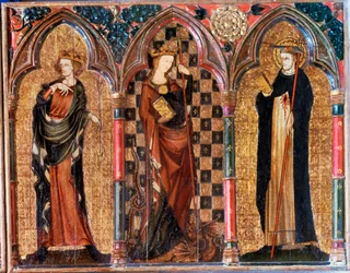 Coronation of Saint Mary, on her left King David, from the right wing of the Crucifixion Altar