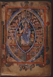 Christ enthroned with choirs of martyrs, confessors and virgins