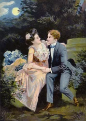 Couple sitting in the moonlight