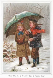 Couple Strolling in Snow