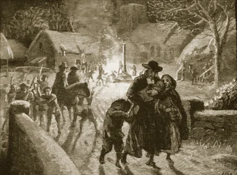 Covenanters evicting an Episcopalian clergyman, illustration from Cassell