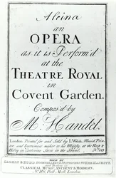 Cover of Sheet Music for Alcina, an Opera by Handel, published in 1735