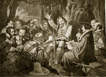 Cromwell before the Battle of Dunbar, 1650, illustration from Hutchinson