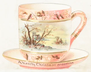 Cup and Saucer with Snow Scene