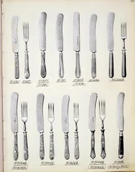Cutlery designs, from a trade catalogue of domestic goods and fittings, c.1890-1910
