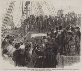 Departure of 800 Nonconformists from London, on Thursday Week, for the New Colony of Albertland, New Zealand, Scene on Board the Matilda Wattenbach on her Passage down the River