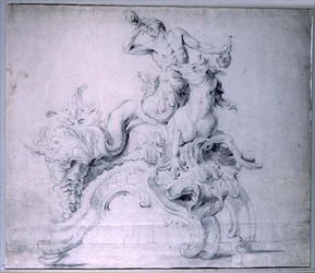 Design for a gilt-bronze firedog, designed by Lambert-Sigisbert Adam