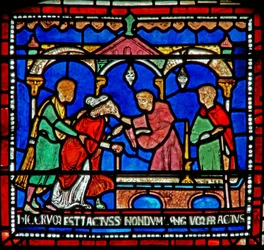 Detail from the Miracle Window depicting Juliana of Rochester