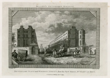 Devonshire Place and Wimpole Street from the New Road, St Marylebone