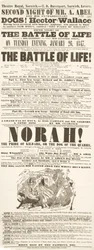 Dickens playbill: The Battle of Life, at Theatre Royal, Norwich, 26th January 1847