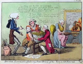 Doctor Sangrado Relieving John Bull of the Yellow Fever