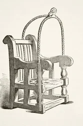 Ducking stool used in the 15th century, from The National and Domestic History of England by William Hickman Smith Aubrey published London, c.1890