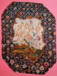 Embroidery from a Firescreen or Chair Back, Mid-18th Century