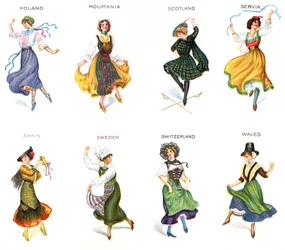 European Dancers, cigarette cards, 1915