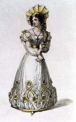 Evening dress, fashion plate from Ackermann