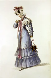 Evening dress, fashion plate from Ackermann