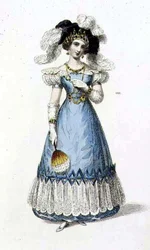 Evening dress, fashion plate from Ackermann