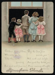 Excited Children Looking Out of the Window, New Year
