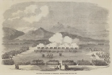 Execution of Mutineers at Peshawur, Blowing from the Guns