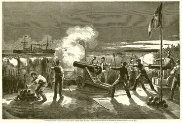 Firing on the Star of the West from the South Carolina Battery on Morriss Island, January 10, 1861