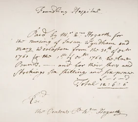 Foundling Hospital Receipt, Signed by William Hogarth