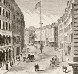 Franklin Street, Boston, Massachusetts in the 1870s