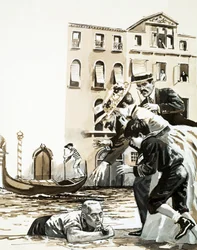 Frederick Rolfe climbs out of a canal in Venice