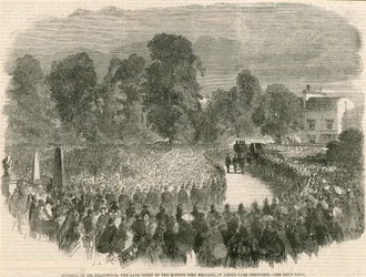 Funeral of Mr Braidwood, the late chief of the London Fire Brigade, in Abney Park Cemetery, London