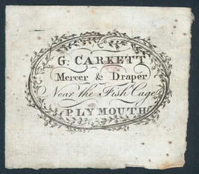 G Carkett, Mercer and Draper, Trade Card