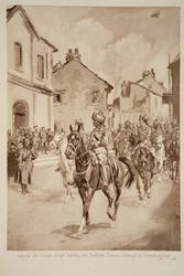 General Sir Pertab Singh Leading the Jodhpur Lancers through a French Village, 1914-19