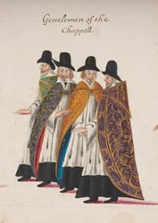 Gentlemen of the Chappell, detail of part of the funeral procession of Queen Elizabeth I to Westminster Abbey, 28 April 1603