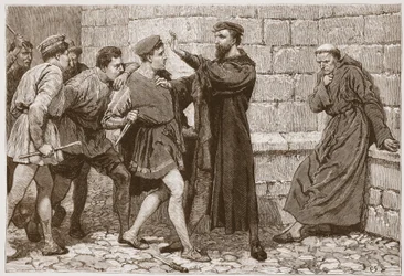 George Wishart protecting his would-be assassin, illustration from 