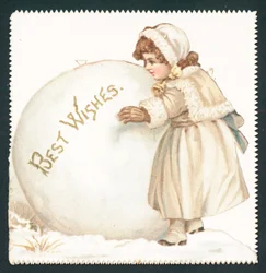 Girl rolling giant snowball