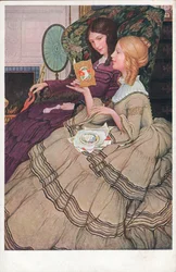 Girls Reading Valentine Cards