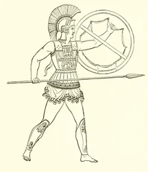 Greek Warrior Armed with Spear and Shield