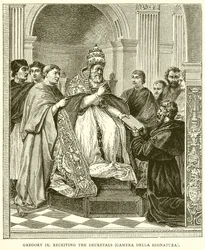 Gregory IX receiving the Decretals