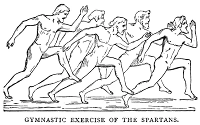 Gymnastic exercise of the Spartans, illustration from The Illustrated History of the World, c.1880