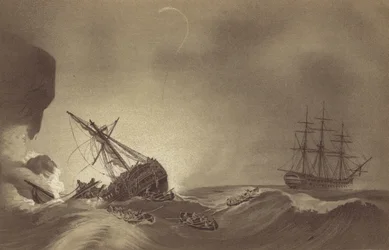 HMS Impetueux, commanded by Captain Thomas Byam Martin, rescuing the crew of HMS Venerable, under the command of Captain J Hunter, wrecked in Torbay, Devon, 24 November 1804