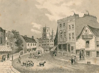 Hackney, Looking Towards the Church, in 1840