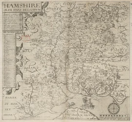Hamshire, olim pars Belgarum. J. Norden descripsit. W. Hole sculp., from Camden